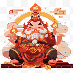 财神背景图片_新年年画卡通手绘财神送福元素