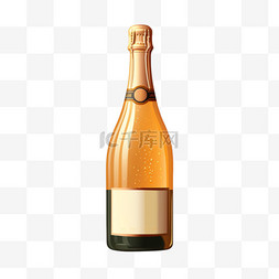香槟数字艺术酒瓶免扣元素装饰素