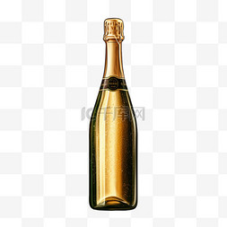 香槟图案图片_香槟金色酒瓶免扣元素装饰素材