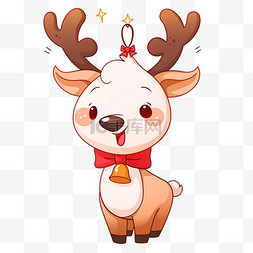 卡通手绘圣诞麋鹿图片_可爱麋鹿卡通手绘圣诞元素