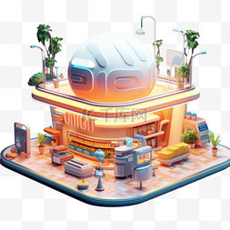 3D立体电商建筑未来科技风商店66