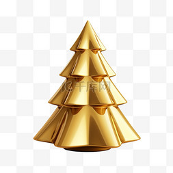3D立体金色金属质感圣诞树9
