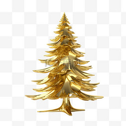 3D立体金色金属质感圣诞树1