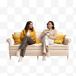几个女人坐在沙发上
