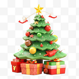 免抠礼盒素材图片_3d圣诞节圣诞树免抠元素