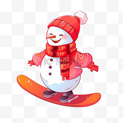 冬天雪人滑雪卡通元素手绘