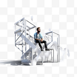 金属结构图片_一名男子坐在金属结构的顶部
