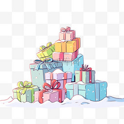 圣诞节礼物雪图片_礼物圣诞节礼盒手绘免抠元素