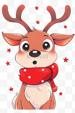 圣诞节麋鹿手绘元素卡通