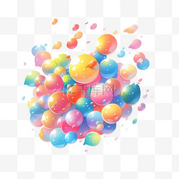彩色艺术气泡元素立体免扣图案