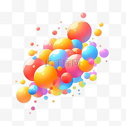彩色漂浮气泡元素立体免扣图案