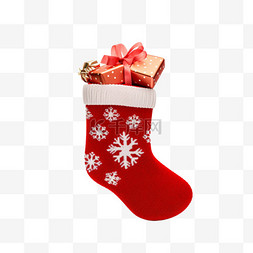 红色的圣诞袜图片_圣诞节圣诞袜礼物3d免抠元素