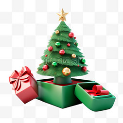 圣诞节3d免抠礼盒圣诞树元素