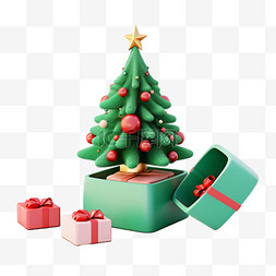 圣诞节礼盒圣诞树免抠3d元素