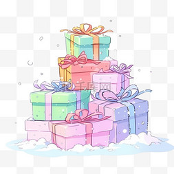 圣诞节礼物雪图片_圣诞节礼物手绘免抠礼盒元素