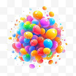 彩色气泡几何元素立体免扣图案
