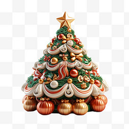 圣诞快乐松树圣诞树立体风圣诞节