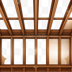 玻璃窗图片_棕色木质玻璃窗天花板