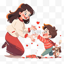 感恩节背景图片_卡通感恩节母子拥抱手绘元素
