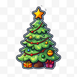 节日圣诞快乐圣诞树松树扁平风圣