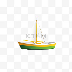 白绿相间图片_白天绿海上的黄白相间的小船