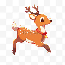 奔跑小鹿图片_圣诞节元素小鹿卡通手绘