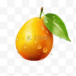 芒果水滴水果元素立体免扣图案