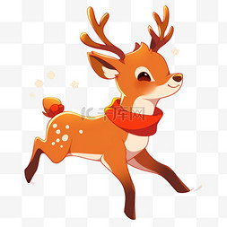 奔跑的鹿图片_圣诞节手绘元素小鹿卡通