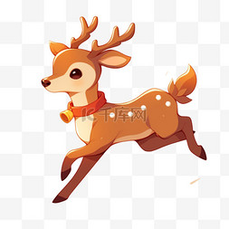 奔跑的鹿图片_小鹿卡通圣诞节手绘元素