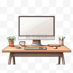 配有键盘、鼠标和显示器的书桌