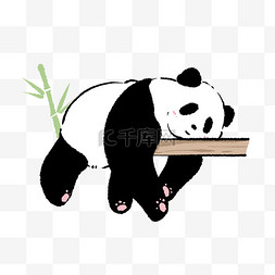 竹子可爱趴着的熊猫