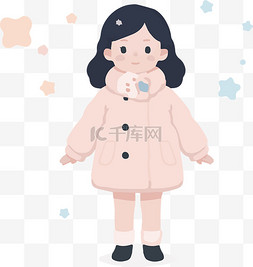 下雪女孩图片_冬天穿棉服的女孩