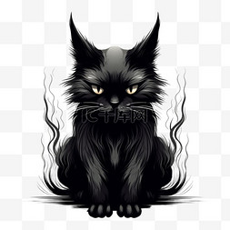 黑猫图片_万圣节一只黑猫插画元素