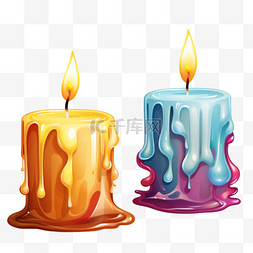 蜡烛图片_蜡烛简约彩色元素立体免扣图案
