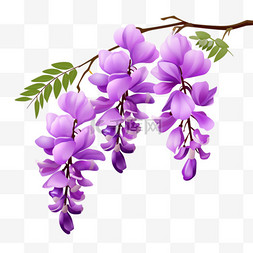紫藤花简单植物元素立体免扣图案
