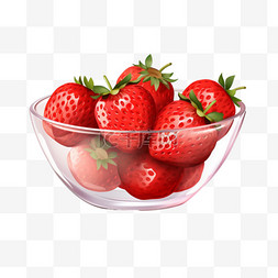 草莓玻璃水果碗元素立体免扣图案