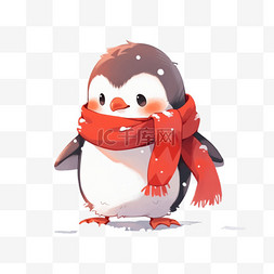 冬天企鹅手绘元素卡通