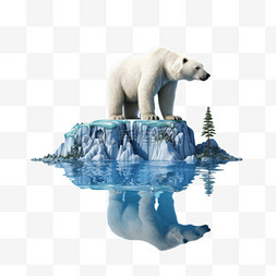 北极熊冰山图片_北极熊冰山动物元素立体免扣图案
