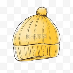 黄色的针织帽卡通手绘冬天元素