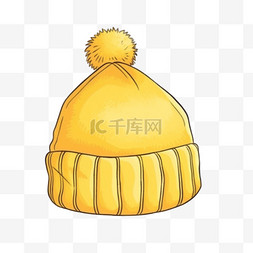 黄色的针织帽冬天卡通手绘元素