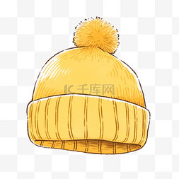白色针织帽图片_黄色的针织帽卡通手绘元素冬天
