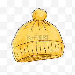 冬天卡通手绘黄色的针织帽元素