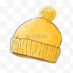 冬天卡通黄色的针织帽手绘元素