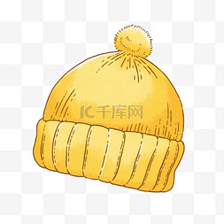 冬天黄色的卡通针织帽手绘元素