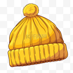 白色针织帽图片_手绘冬天黄色的针织帽卡通元素