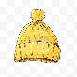 冬天黄色的针织帽卡通元素手绘