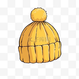 黄色的针织帽卡通冬天手绘元素