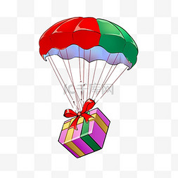 卡通降落伞图片_卡通圣诞节降落伞礼盒手绘元素
