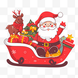 圣诞老人雪橇车图片_圣诞老人雪橇车圣诞节送礼卡通手