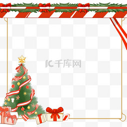 卡通圣诞节边框红绿配色手绘元素